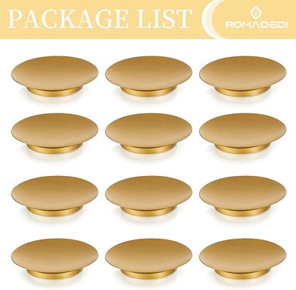 Romadedi Iron Candle Holder Plate, Gold Candle Holders for Pillar, Set of 12 Small Metal Candle Tray for Coffee Table Decor, Wedding, Party, Home Decor