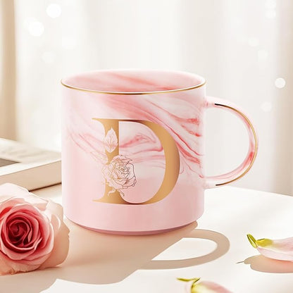 Valentines Day Gifts for Her, Anniversary Birthday Galentines Gifts for Women Mom Grandma Friend Sister Wife Teacher Coworker, Personalized Initial Customized Gift Monogrammed A-Z Coffee Mug 12 OZ(D)