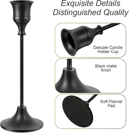 Black Candlestick Holders Taper Candle Holders, Set of 3 Vintage Candle Sticks Holder Decor Used as Fireplace Mantel or Table Centerpieces for Wedding, Dinning, Party