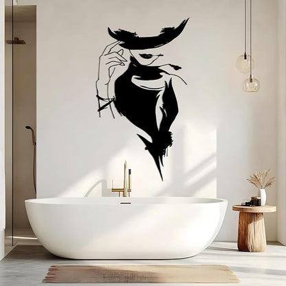 YDONVTI Elegant Lady Metal Wall Decor, Modern Woman Face Metal Wall Decor, Minimalist Female Line Wall Art, Modern Line Art for Bathroom Living Room Bathroom Office (White, 41"x24"/105x60cm)