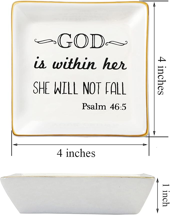 JoycuFF Inspirational Religious Gifts for Women Birthday Thanksgiving Day Christmas Gifts for Best Friend Sister Daughter Mom Aunt Christians Christian Jewelry Ring Trinket Dish Tray