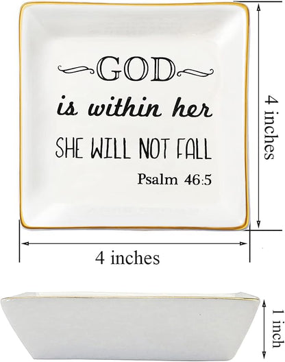 JoycuFF Inspirational Religious Gifts for Women Birthday Thanksgiving Day Christmas Gifts for Best Friend Sister Daughter Mom Aunt Christians Christian Jewelry Ring Trinket Dish Tray