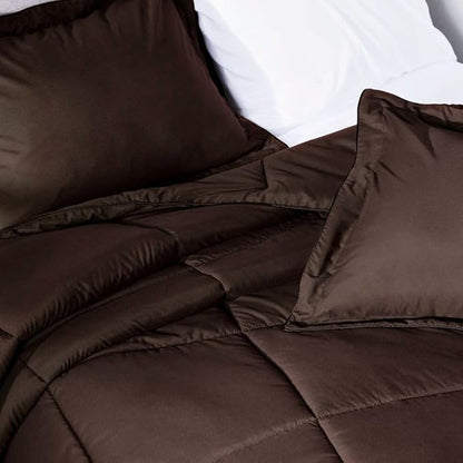 PeachSkinSheets Night Sweats: The Original 1500TC Soft Super Full/XL Full Oversized Comforter Set Chocolate
