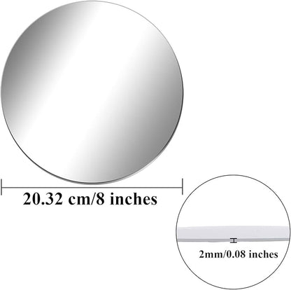 Aneco 6 Pack Acrylic Round Mirrors Non Glass Round Mirror Plate Self Adhesive Mirror Stickers for Home Wall Decor or Wedding Table Centerpiece, 8 Inches, (Thickness 2 mm)