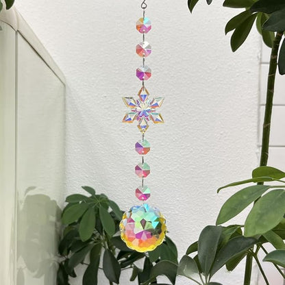 Christmas Tree Decoration Snowflake Crystal Ornaments Suncatcher Hanging Sun Catcher with Chain Pendant Ornament for Window Home Garden Christmas Party Wedding Decoration (Snowflake-A)