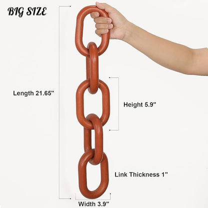 HMASYO Brown Wood Chain Link Decor, 5-Link Wooden Decorative Chain Home Decor Accents, Coffee Table Decor, Shelf Decor Aesthetic, Modern Bookshelf Table Decorative Objects for Living Room