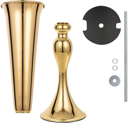 Set of 2 Metal Trumpet Vases for Table Centerpieces, Anniversary Celebration Wedding Party Dinner Table Centerpieces, Wedding Decorations, 21.9"/55.5cm Gold Vases