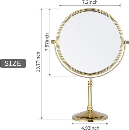 DOWRY 8-Inch Tabletop Two-Sided Swivel Vanity Mirror with 7X Magnification Gifts for Women Wife Mom Teengirls Gold Finish (7X)