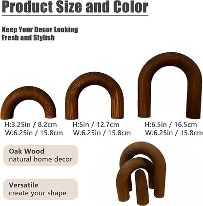 3Pcs Wood Arch Decor Accents - Home Book Table Decorative Rustic Arch Decor Modern Boho Minimalist Coffee Table Bookshelf Living Room Entryway Aesthetic Decorations Objects (Pumpkins)