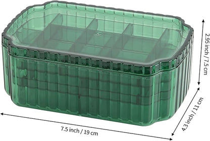 LETURE 3-Layer Jewelry Organizer Box for Earrings, Rings, Necklaces, Bracelets, Clear Plastic Bead Storage Containers for Crafts (Green)