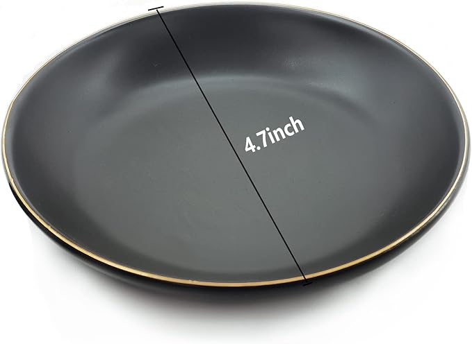 HANKOR 4.75" Ceramic Jewelry Tray, Small Ring Dish Holder Trinket Tray, Catch All Trays for Ring Earring Necklace Key, Christmas Gifts for Women Girls, Black