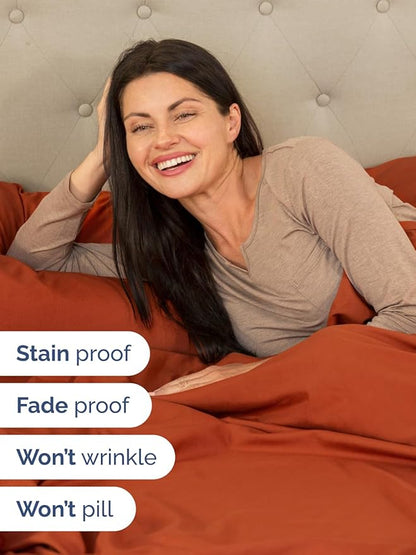 Extra Deep Split King Sheet Set - 7 Piece Breathable & Cooling Sheets - Hotel Luxury Bed Sheets Set - Easy Fit - Soft, Wrinkle Free & Comfy Sheets Set - Terracotta Sheet Set with Extra Deep Pockets