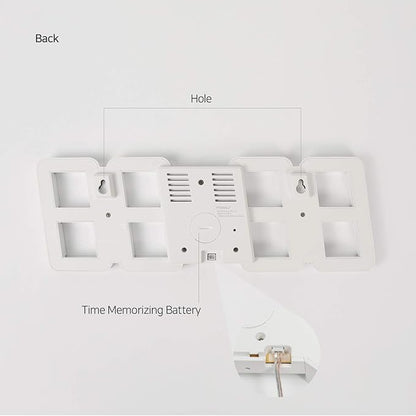 mooas 3D Pure Slim M LED Clock, Multi-Function LED Digital Clock (Calendar, Alarm, Temperature) (11.8" Slim M White Wall Clock with Remote Control)
