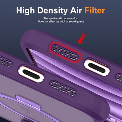 Compatible with iPhone 16 Pro Case with Invisible Magnetic O-Ring Stand Military-Grade Translucent Case for iPhone 16 Pro 6.3" [Compatible with Mag-Safe][Great Grip Feeling], Purple