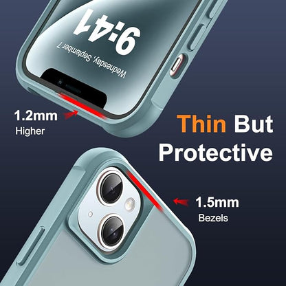 Compatible with iPhone 14 Plus Case with Invisible Magnetic O-Ring Stand Military-Grade Translucent Case for iPhone 14 Plus 6.7" [Compatible with Mag-Safe][Great Grip Feeling], Blue