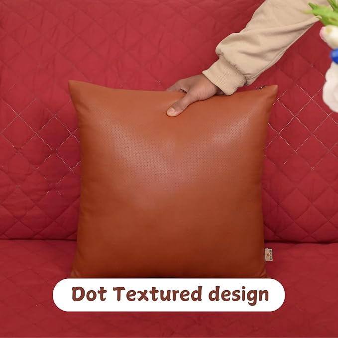 Genuine Lambskin Leather Pillow Cover, 20x20 Inch Case for Lumbar Throw Couch Pillows, Thick & Soft Cushion Covers for Sofa Bed Home Décor (Textured Terracotta Pack of 1)