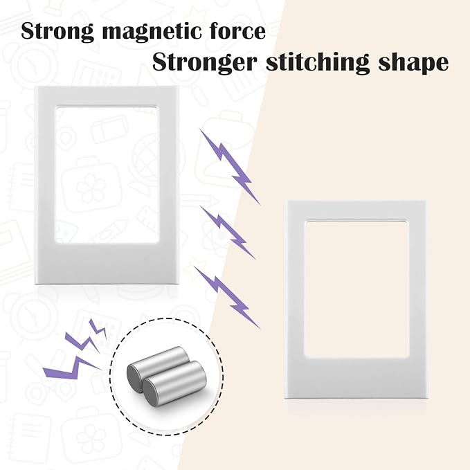 Epakh 20 Packs Magnetic Photo Picture Frame Cute Mini Table Photo Frame Holder 3 Inches Plastic Colorful Picture Display for Fridge Office (Gray)
