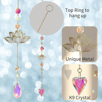 6pcs Crystal Suncatcher, Sun Catcher Hanging for Windows, Spiritual, Rainbow Maker, Crystal Indoor Garden Home Decor,Gemstone Prism（Set 1）