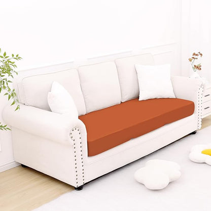 Smiry Printed Couch Cushion Covers, Stretch Soft Couch Covers for Sofa, Washable Non-Slip Sofa Slipcover Furniture Protector for Indoor and Outdoor (Large, Rust)