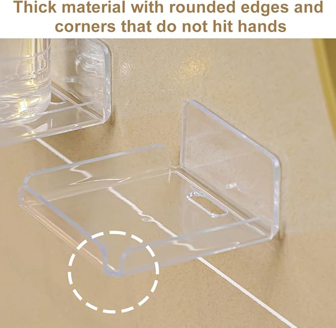 Saycker 2 Pack Clear Acrylic Floating Shelves, Wall Mounted, No Drill, Space Saving, Transparent, Secure Mounting, Easy Installation, Cable Management, Bathroom Office Home