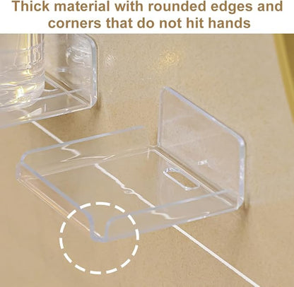 Saycker 2 Pack Clear Acrylic Floating Shelves, Wall Mounted, No Drill, Space Saving, Transparent, Secure Mounting, Easy Installation, Cable Management, Bathroom Office Home