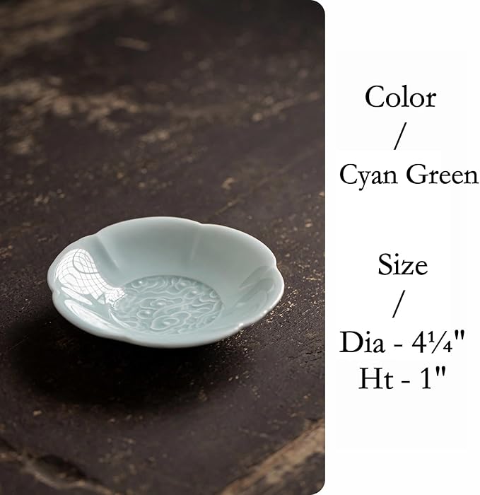 Cloud Ceramic Trinket Dish, 4.1 Inch Small Jewelry Tray with Auspicious Cloud Motifs (Symbolizing Good Fortune), Decorative Jewelry Holder for Vanity & Nightstand, Gift Packaging for Culture Lovers