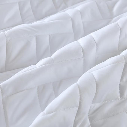 HORIMOTE HOME Quilt Set Twin Size White, Classic Geometric Diamond Stitched Pattern, Ultra Soft Microfiber Lightweight Bedding Set Bedspread Coverlet for All Season (1 Quilt and 1 Pillow Sham)