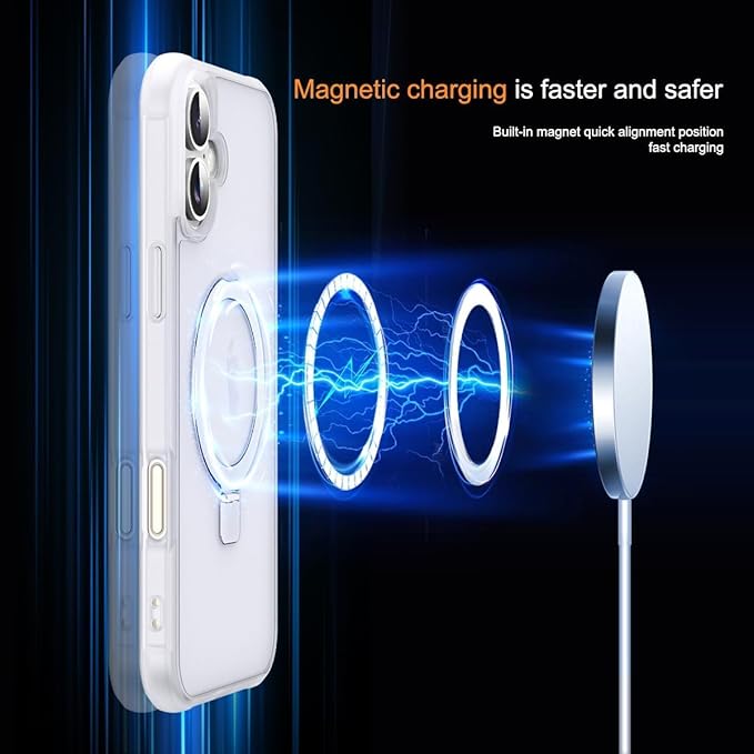 Compatible with iPhone 17 Case with Invisible Magnetic O-Ring Stand Military-Grade Phone Case for iPhone 17 6.3" [Compatible with Mag-Safe][Great Grip Feeling],Translucent