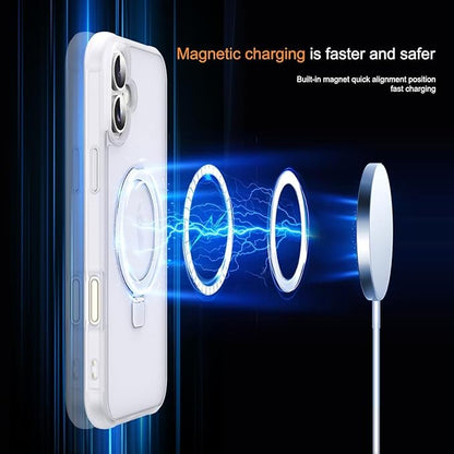 Compatible with iPhone 17 Case with Invisible Magnetic O-Ring Stand Military-Grade Phone Case for iPhone 17 6.3" [Compatible with Mag-Safe][Great Grip Feeling],Translucent