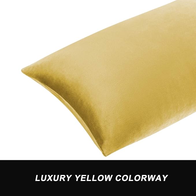 GIGIZAZA Yellow Velvet 20x12 Lumbar Decorative Throw Pillow Covers for Sofa Bed 2 Pack Soft Cushion Cover