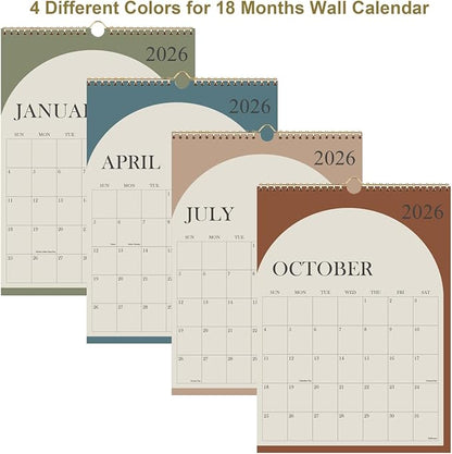 Wall Calendar 2026-18 Months Calendar 2026-2027 from January 2026 - June 2027, 2026 Wall Hanging Calendar Planner with Thick Paper, 12" x 14.5", Cyan
