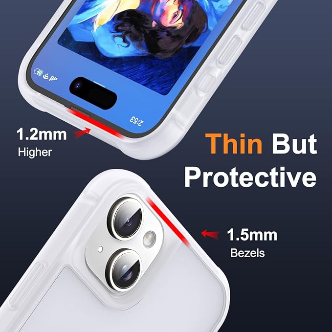 Compatible with iPhone 15 Plus Case with Invisible Magnetic O-Ring Stand Military-Grade Phone Case for iPhone 15 Plus 6.7" [Compatible with Mag-Safe][Great Grip Feeling],Translucent