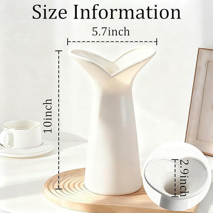 Ceramic Bud Vases, BEAHOT White Bulk Vase, Modern Minimalist Boho Farmhouse Decorative for Table Centerpiece, Pampas Grass, Dried Flowers, Shelf Decoration