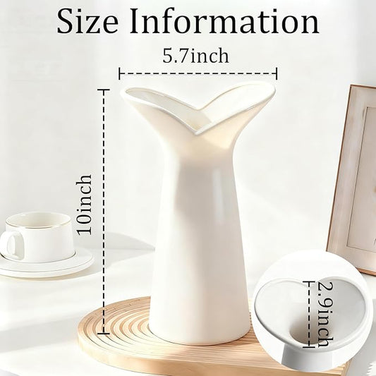 Ceramic Bud Vases, BEAHOT White Bulk Vase, Modern Minimalist Boho Farmhouse Decorative for Table Centerpiece, Pampas Grass, Dried Flowers, Shelf Decoration