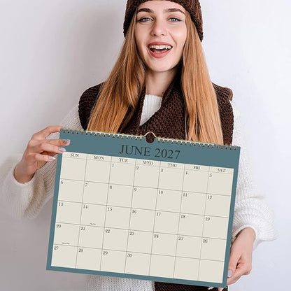 Calendar 2026 - Wall Calendar from January 2026 - June 2027, 18 Months Calendar with Premium Paper, Twin-Wire Binding & Hanging Hook, 8.5" x 11", Beige