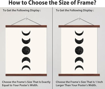 HONKKI Magnetic Poster Hanger Frame for 11x17 11x15 11x11 Movie Music Posters Wall Art,Walnut Wood Picture Frames for Canvas Diamond Map Decor, Living Room Calendar Banner Tapestry Photo Hanging Stand