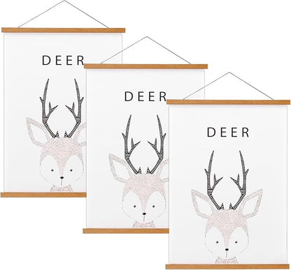 FALAMON 3 Pack Magnetic Poster Hanger Frame, 10x14 10x15 10x13 Teak Wood Magnet Poster Frame for Posters, Prints, Photos, Pictures, Maps, Scrolls, and Canvas Artwork