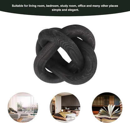 Wood Knot Decor, Home Decor Living Room 3 Link Wood Chain Link Decor Coffee Table Decor Table Decor Modern Decor for Home(Black)