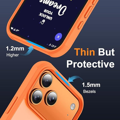Compatible with iPhone 17 Pro Case with Invisible Magnetic O-Ring Stand Military-Grade Translucent Phone Case for iPhone 17 Pro 6.3" [Compatible with Mag-Safe][Great Grip Feeling],Orange