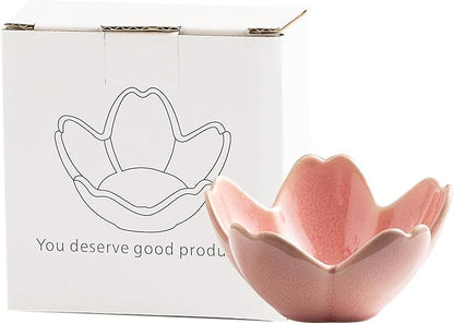 Flower Shaped Jewelry Organizer - Ceramic Ring Dish for Earrings Necklaces Bridal Gift for Women (pink)