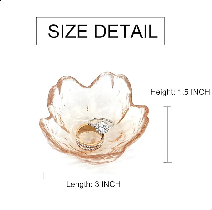 Crystal Orange Flower Ring Dish Jewelry Tray, Decorative Glass Trinket Dish, Modern Accent Tray for Vanity