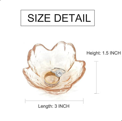 Crystal Orange Flower Ring Dish Jewelry Tray, Decorative Glass Trinket Dish, Modern Accent Tray for Vanity