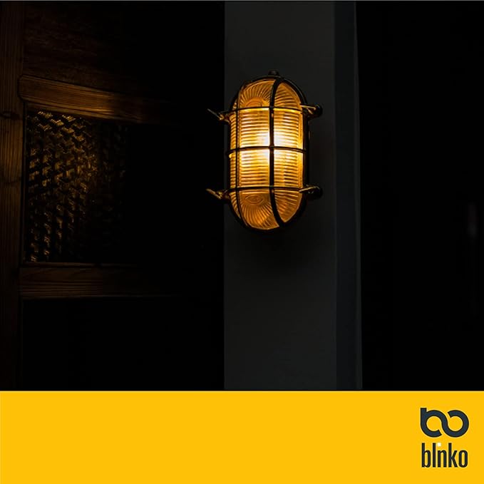 BLINKO Nautical Brass Bulkhead Wall Light,Vintage Retro Wall Sconce,Industrial Lighting Fixtures,Mid Century Modern Decorative Light,IP 65 Precision Waterproof,Outdoor Indoor Deco,Lampshade Only