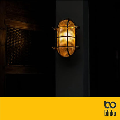 BLINKO Nautical Brass Bulkhead Wall Light,Vintage Retro Wall Sconce,Industrial Lighting Fixtures,Mid Century Modern Decorative Light,IP 65 Precision Waterproof,Outdoor Indoor Deco,Lampshade Only