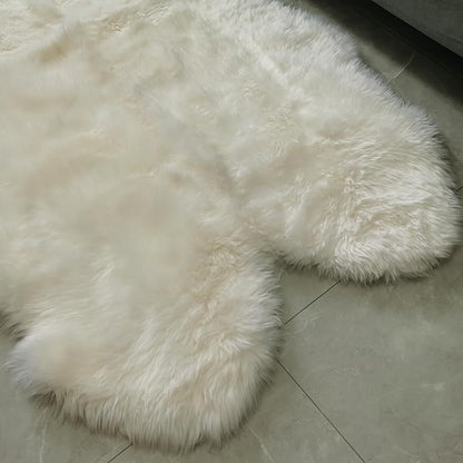 Kopal Genuine Australian Sheepskin Rug, Real Lambskin Area Rug, 4x6 ft 4 Pelt Sheep Skin, Natural White