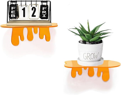 SetGame 2-Pack Acrylic Small Wall Shelves - 7 Inch Floating Shelf for Walls, Home Wall Display Ledges for Storage, Room Décor, Small Album & Items Organizer Display