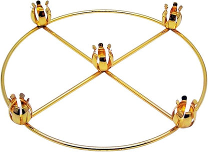 Brass Advent Wreath with 5 Candle Holders, Religious Holiday Decor, 11 Inches