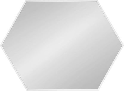 Kate and Laurel Rhodes Modern Hexagon Wall Mirror, White, 31x22-Inches