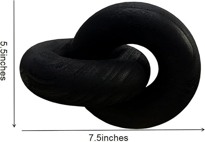 S-SNAIL-OO Wood Chain Link Decor - 7.5 Inches Length Aesthetic Room Decor, 2-Link Wood Chain Boho Decor for Living Room, Farmhouse Decor, Coffee Table (Black)