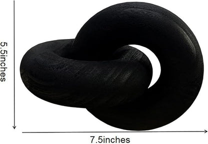 S-SNAIL-OO Wood Chain Link Decor - 7.5 Inches Length Aesthetic Room Decor, 2-Link Wood Chain Boho Decor for Living Room, Farmhouse Decor, Coffee Table (Black)